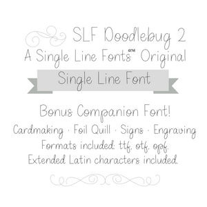 SLF Doodlebug 2 is a simplified versin of SLF Doodlebug single line fonts for scoring engraving glowforge silhouette pen tool sketch pen 