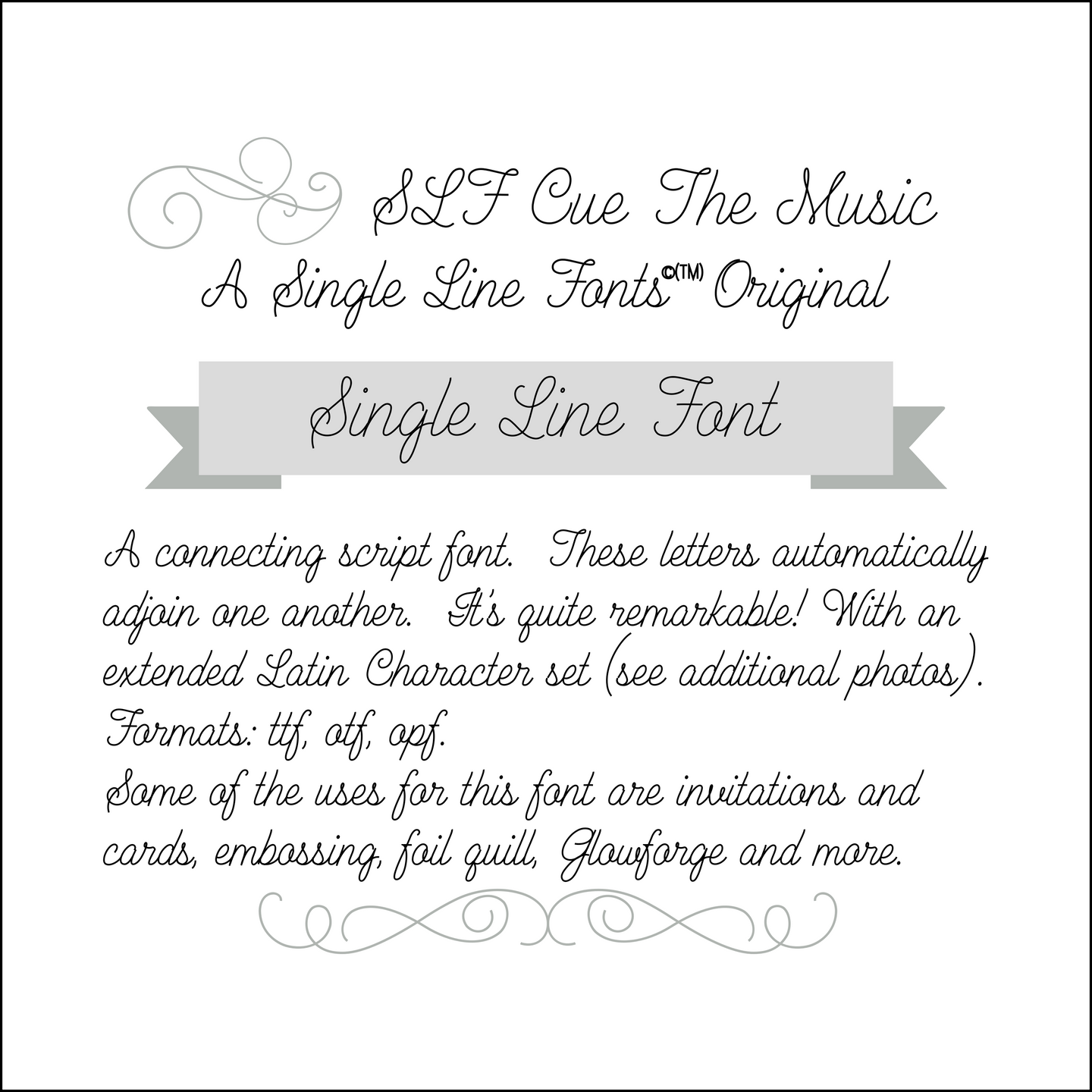 slf cue the music an original single line font monoline hairline engraving glowforge cricut silhouette