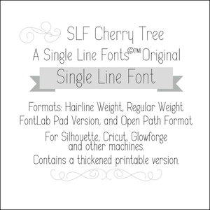 slf cherry tree single line font for glowforge, silhouette, cricut, cnc, and other uses.