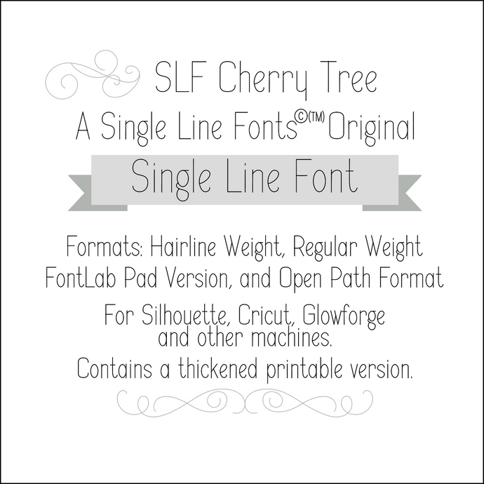 slf cherry tree single line font for glowforge, silhouette, cricut, cnc, and other uses.