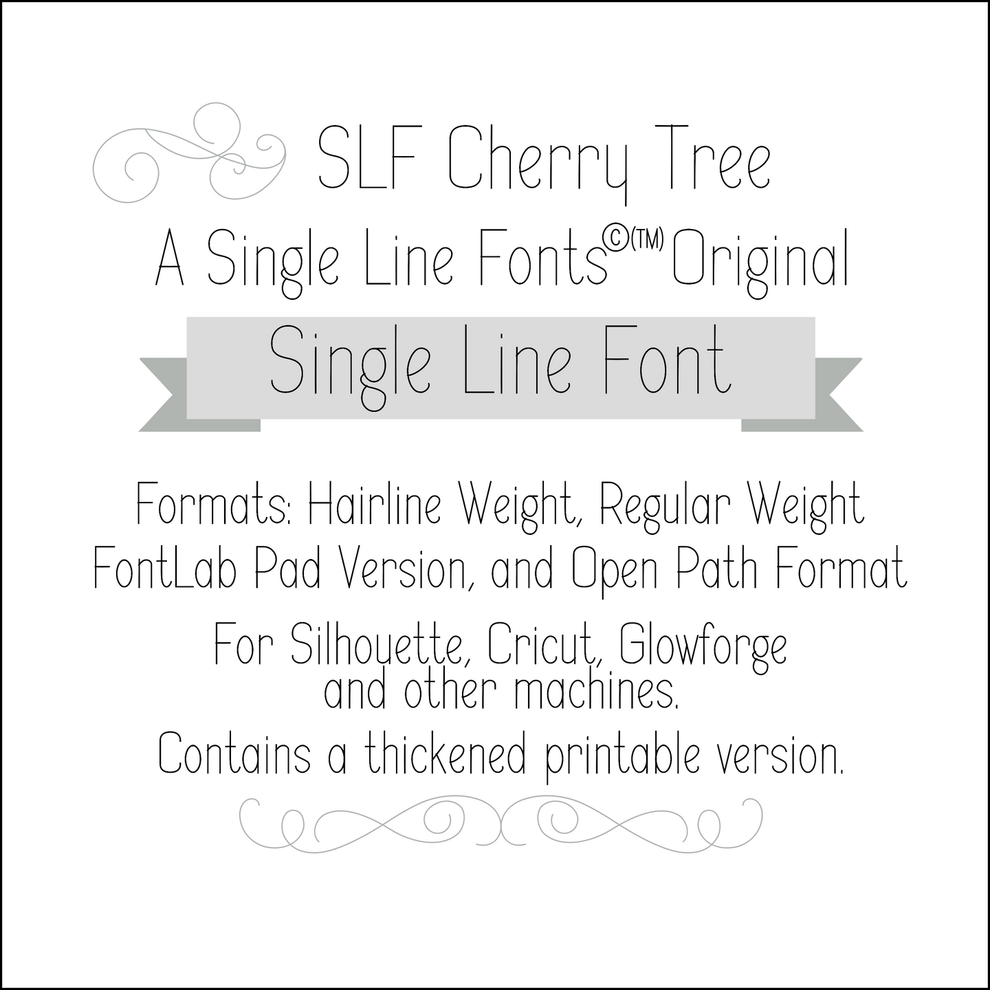 slf cherry tree single line font for glowforge, silhouette, cricut, cnc, and other uses.