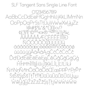 single line font slf tangent sans for shaper origin, silhouette cameo, brother scan n cut, glowforge, and other similar machines.  