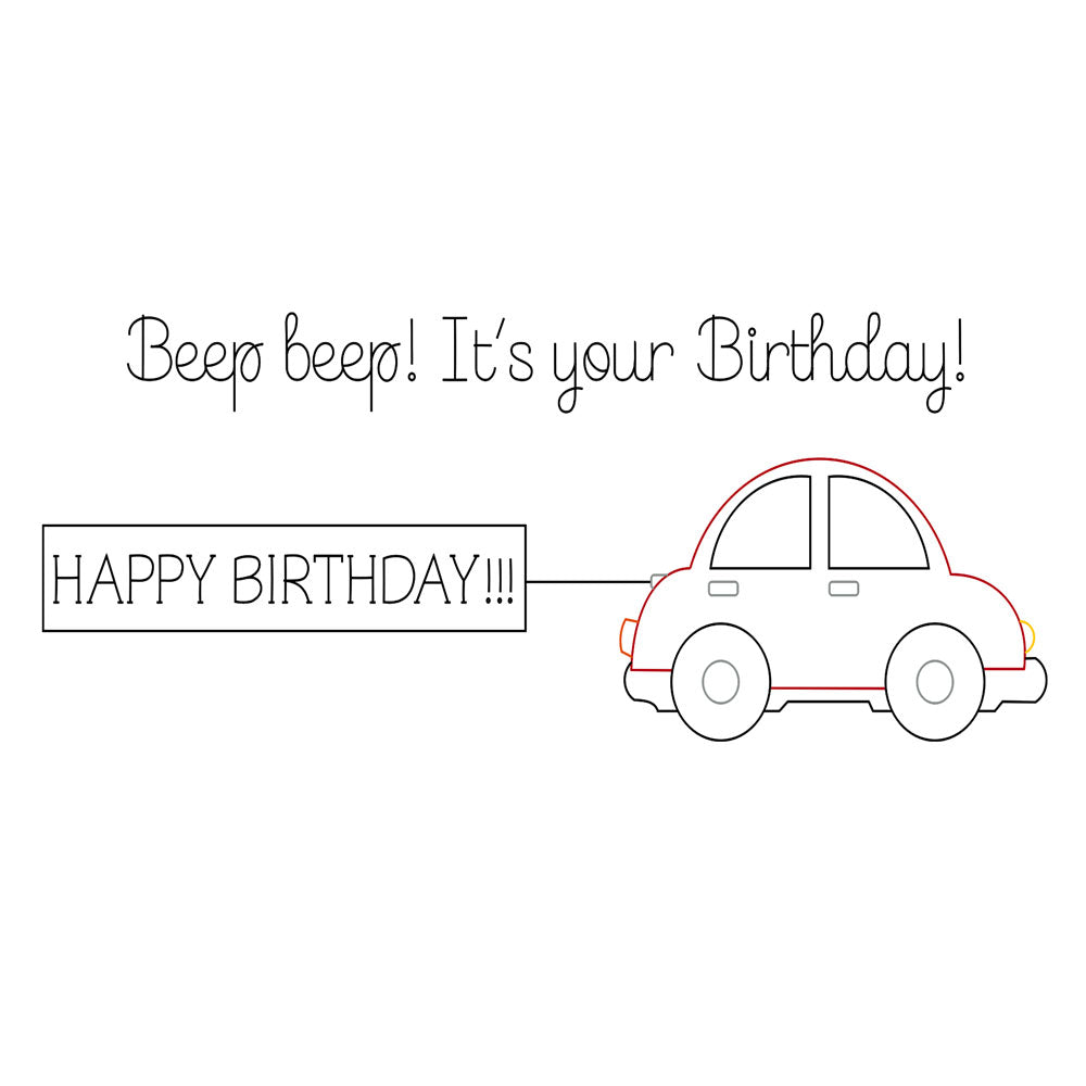 Beep Beep It's Your Birthday Single Line Design