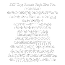 Load image into Gallery viewer, slf cozy sweater single line font character examples