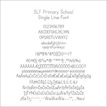 Load image into Gallery viewer, slf primary school single line font character map with extended latin characteras
