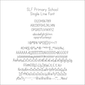 slf primary school single line font character map with extended latin characteras