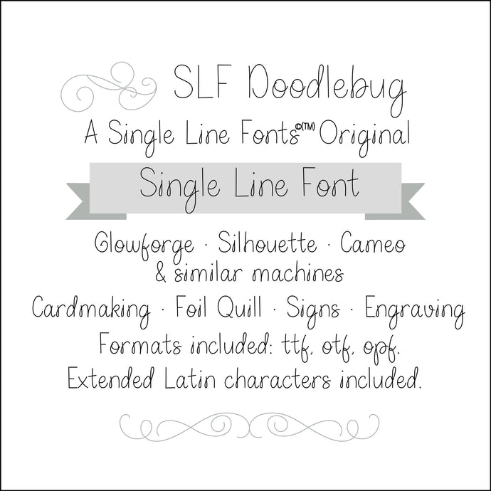 slf doodlebug single line monoline hairline font for cricut silhouette glowforge engraving cardmaking foil quill and more
