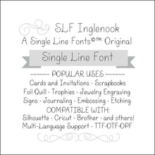 Load image into Gallery viewer, slf inglenook single line font for glowforge scoring engraving embossing cricut silhouette foil quill