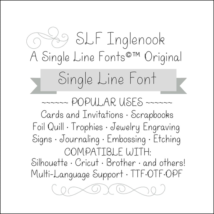 slf inglenook single line font for glowforge scoring engraving embossing cricut silhouette foil quill
