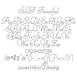 slf fanciful single line font with extended characters for danish and spanish languages