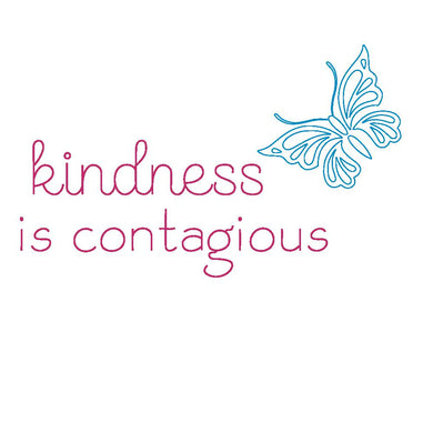 single line font design with a butterfly and the words kindness is contagious
