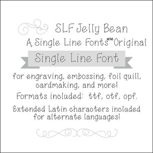 slf jelly bean single line glowforge font engraving weddings invitailions axidraw cricut silhouette etc