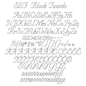 slf black tuxedo single line sketch pen font for greeting cards and foil quill