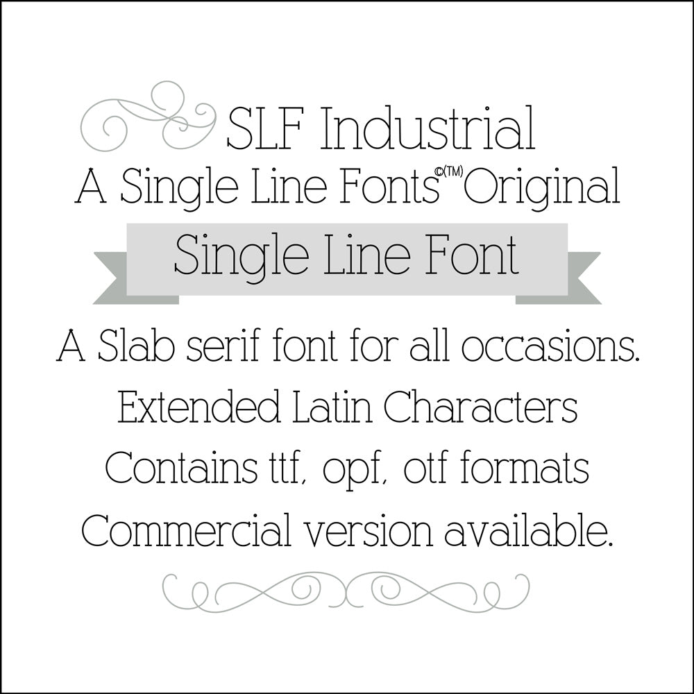 slf industrail single line font hariline monoine for cricut silhoutte glowforge foil quill engraving embossing 