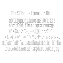 Load image into Gallery viewer, character map - the skinny single line fonts hairline single stroke