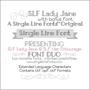"single line font" slf lady jane and slf her entourage bonus font extended latin characters