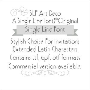 slf art deco single line monoline hariline font for glowforge, foil quill, engraving, machines, cards, etc.]