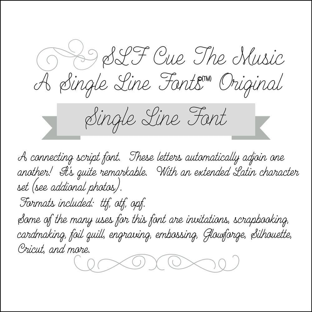 slf cue the music an original single line font monoline hairline engraving glowforge cricut silhouette